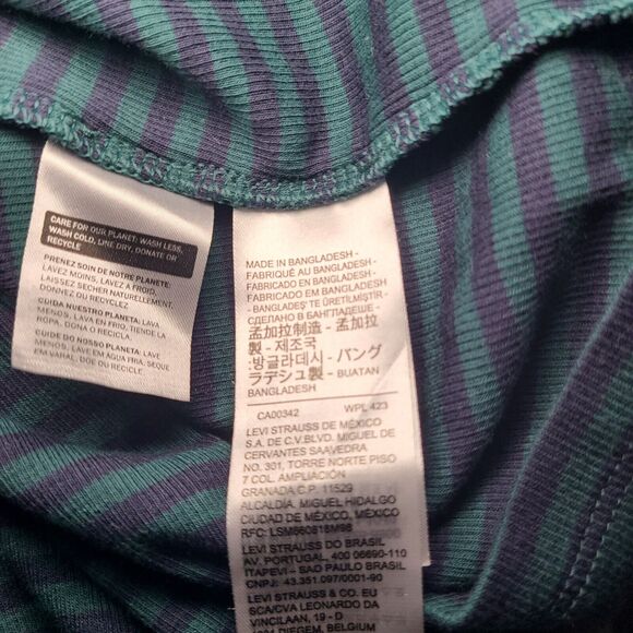 NWT Levis Women’s Plus Size 1X Green Blue Striped Turtleneck Cropped Body Fit - Picture 10 of 11